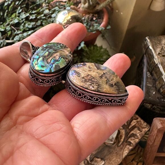 Mermaid Abalone Shell Sterling Silver Pendant - Picture 3 of 5